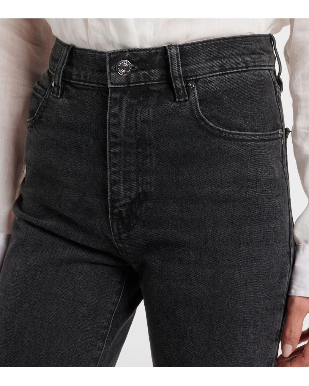 FRAME Blue Ruler Cropped Straight Jeans