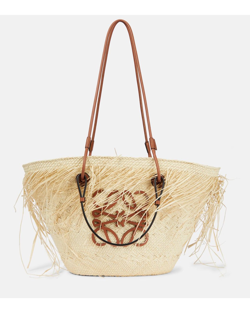 Loewe x Paula's Ibiza Anagram Small Straw Basket Tote Bag
