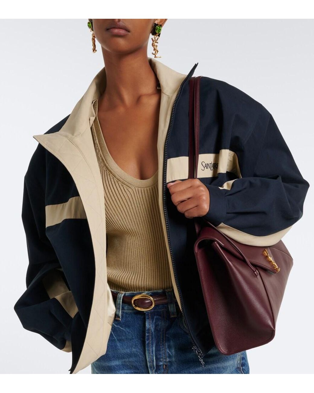 Saint Laurent Purple Simone Medium Leather Shoulder Bag