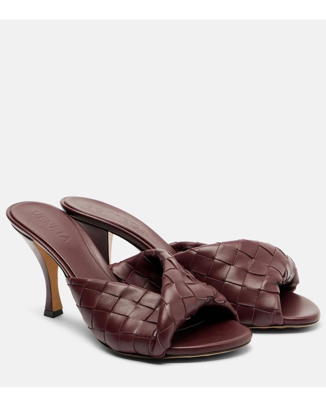Bottega Veneta Brown Blink 80 Intrecciato Leather Mules