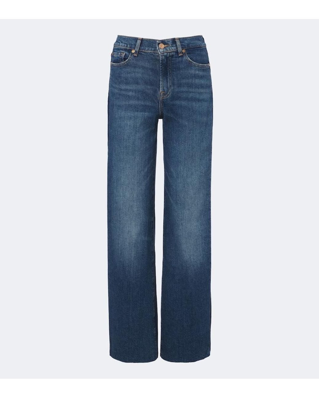7 For All Mankind Blue Lotta Wide-Leg Jeans
