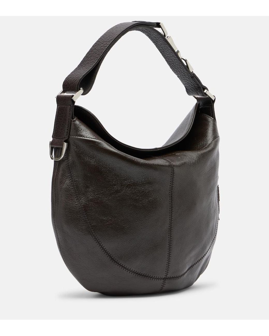 Lemaire Black Quiver Clip Medium Leather Shoulder Bag