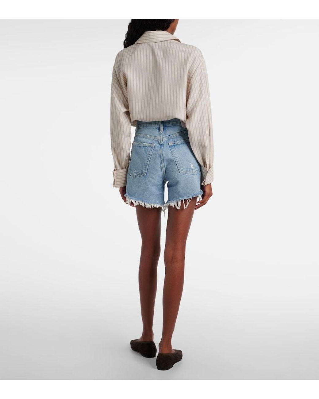 Agolde Blue Parker Mid-rise Denim Shorts