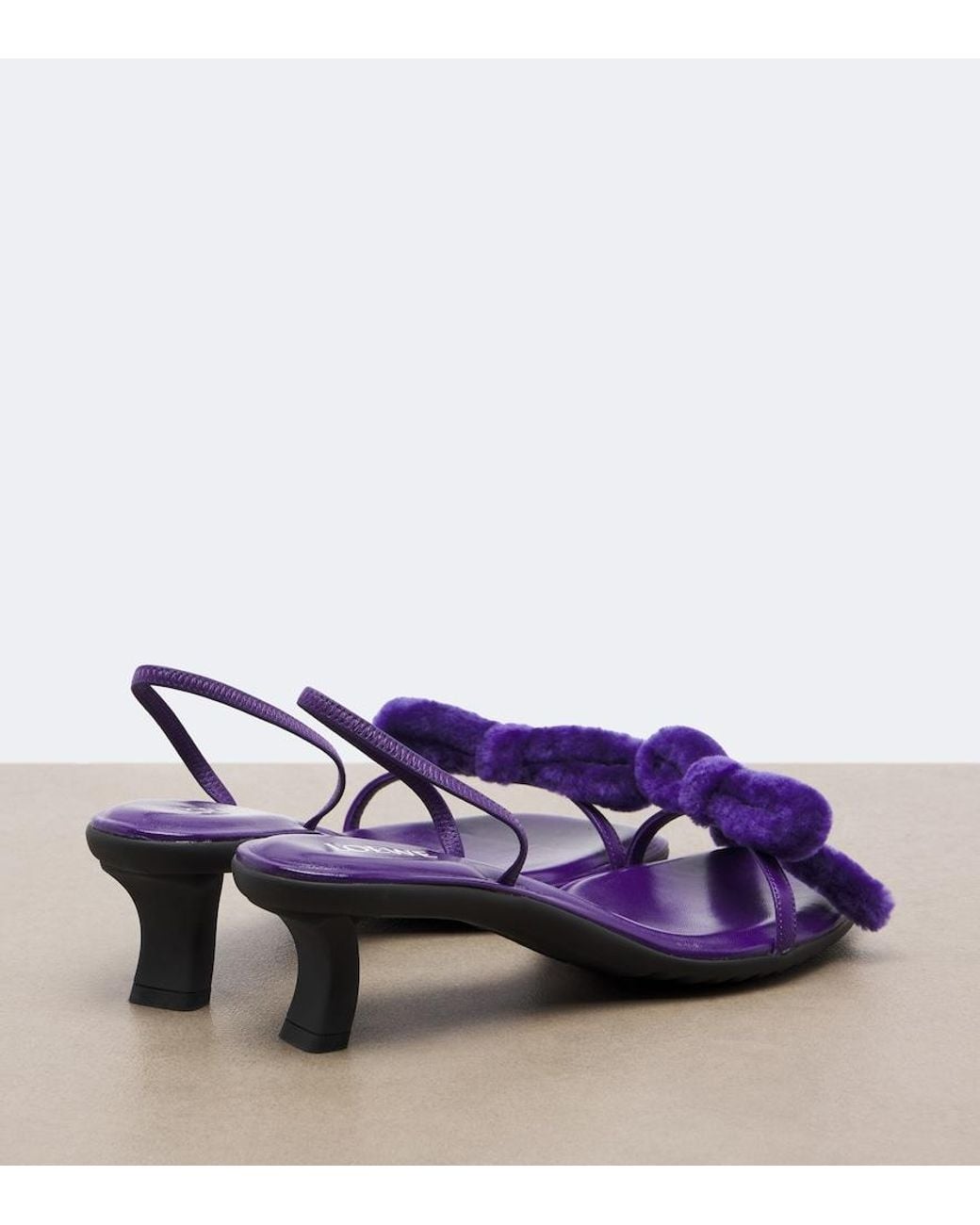 Loewe Purple Mimi Shearling And Leather Slingback Sandals