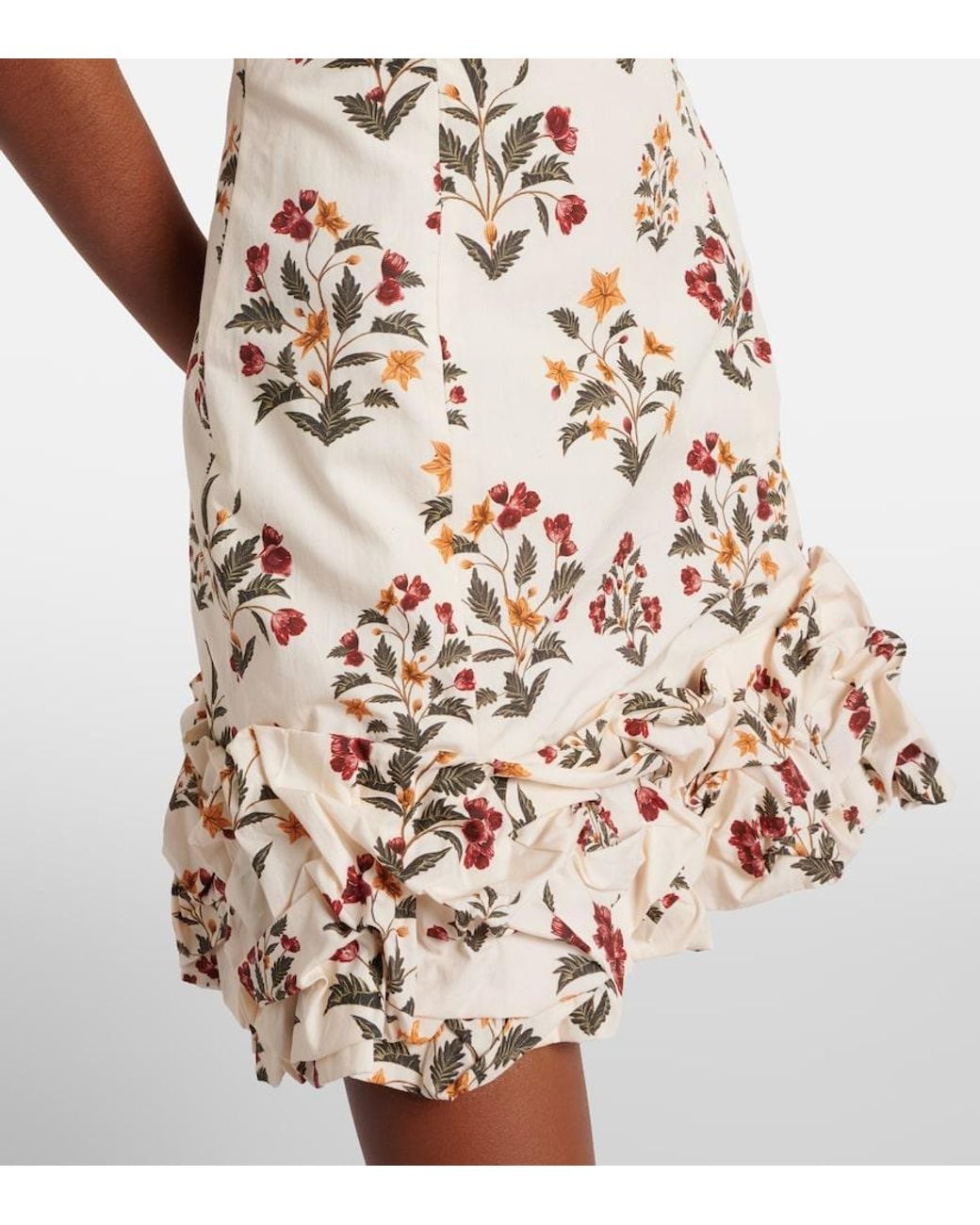 Agua Bendita Natural Floral Ruffled Cotton Minidress