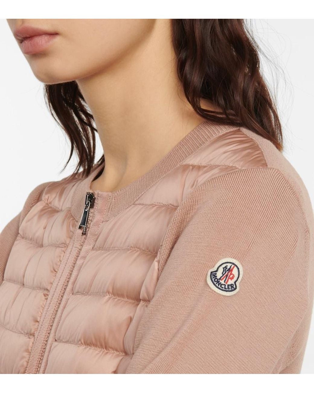 Moncler Pink Virgin Wool Jacket With Feather-down Padding