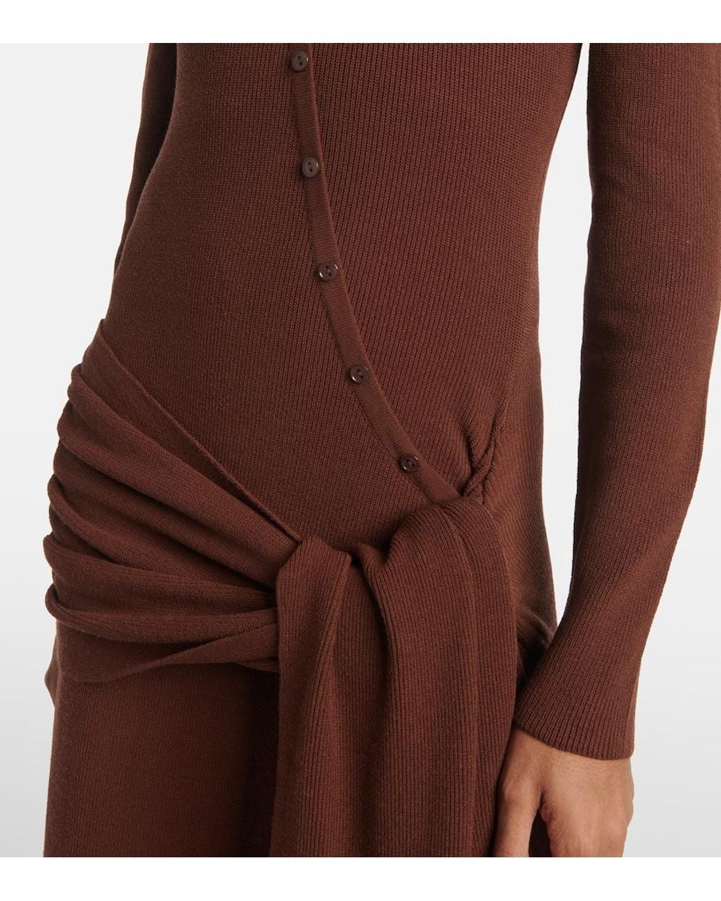 AYA MUSE Brown Saros Draped Cotton-Blend Maxi Dress