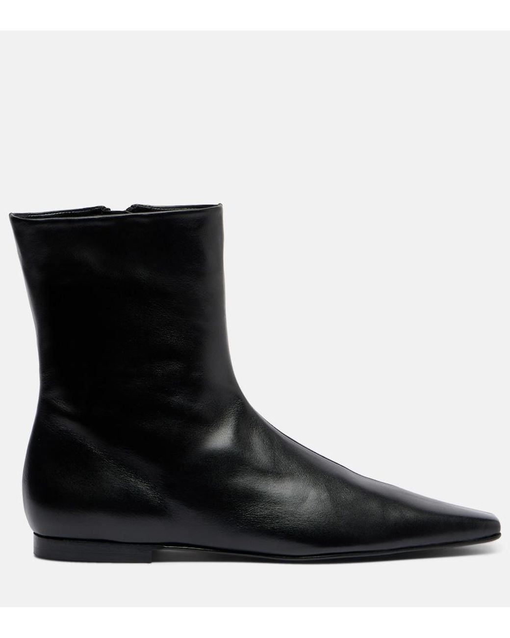 Totême Black Leather Ankle Boots