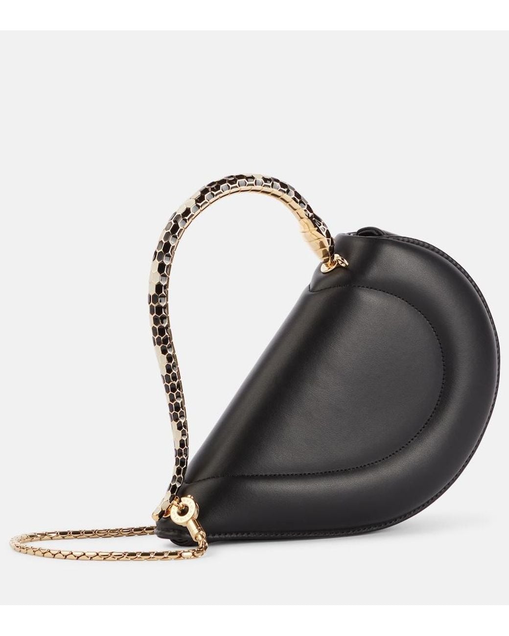 BVLGARI Black Serpenti Cuore 1968 Leather Top-Handle Bag