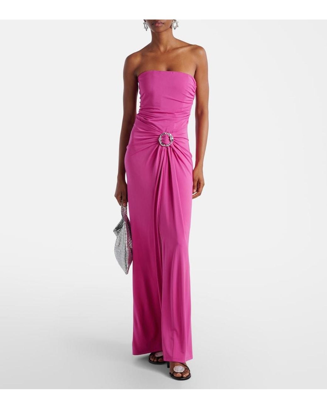 Jonathan Simkhai Pink Emma Gathered Jersey Bustier Dress
