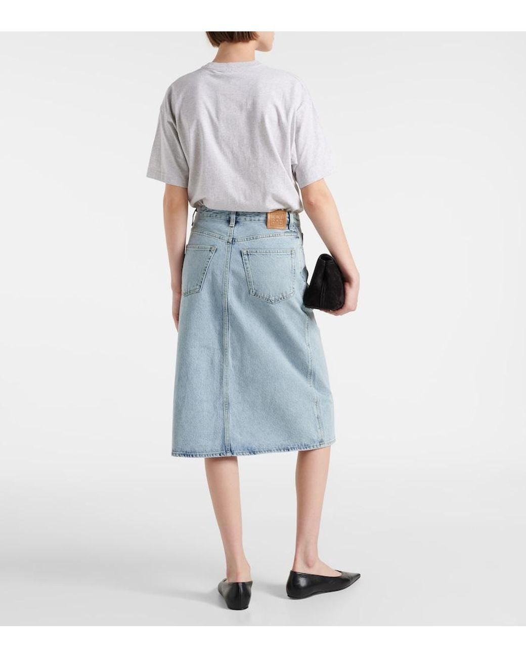 Totême Blue Organi Cotton Denim Midi Skirt