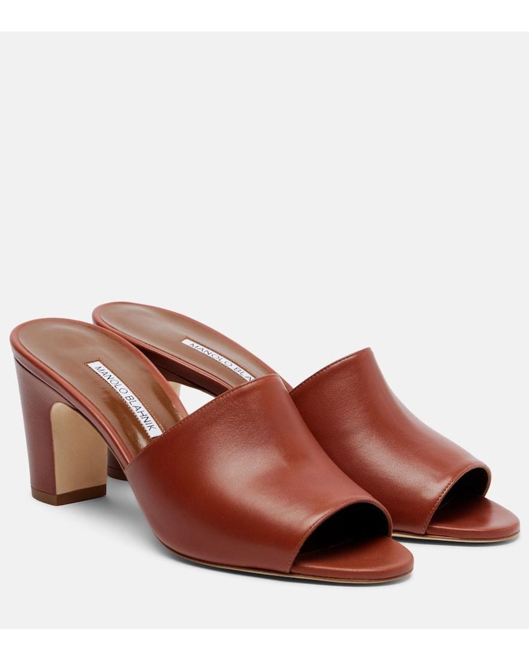 Manolo Blahnik Brown Rapalla Leather Mules