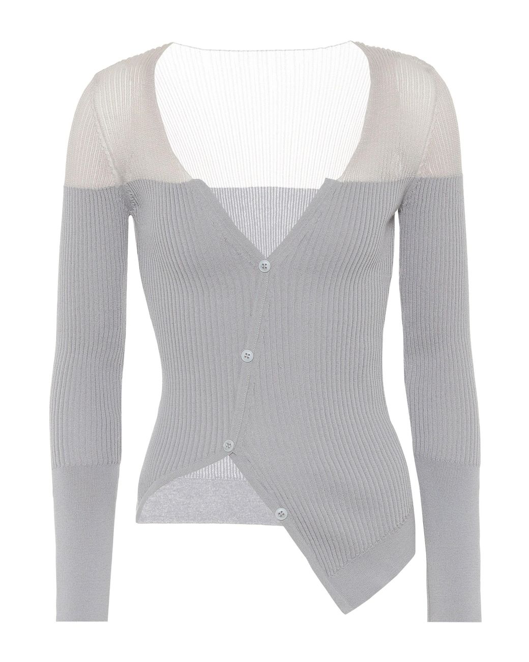 Jacquemus Le Cardigan Tordu Ribbed-knit Cardigan in Gray | Lyst