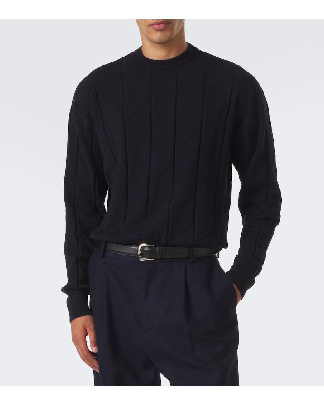 Giorgio Armani Blue Wool-Blend Sweater for men