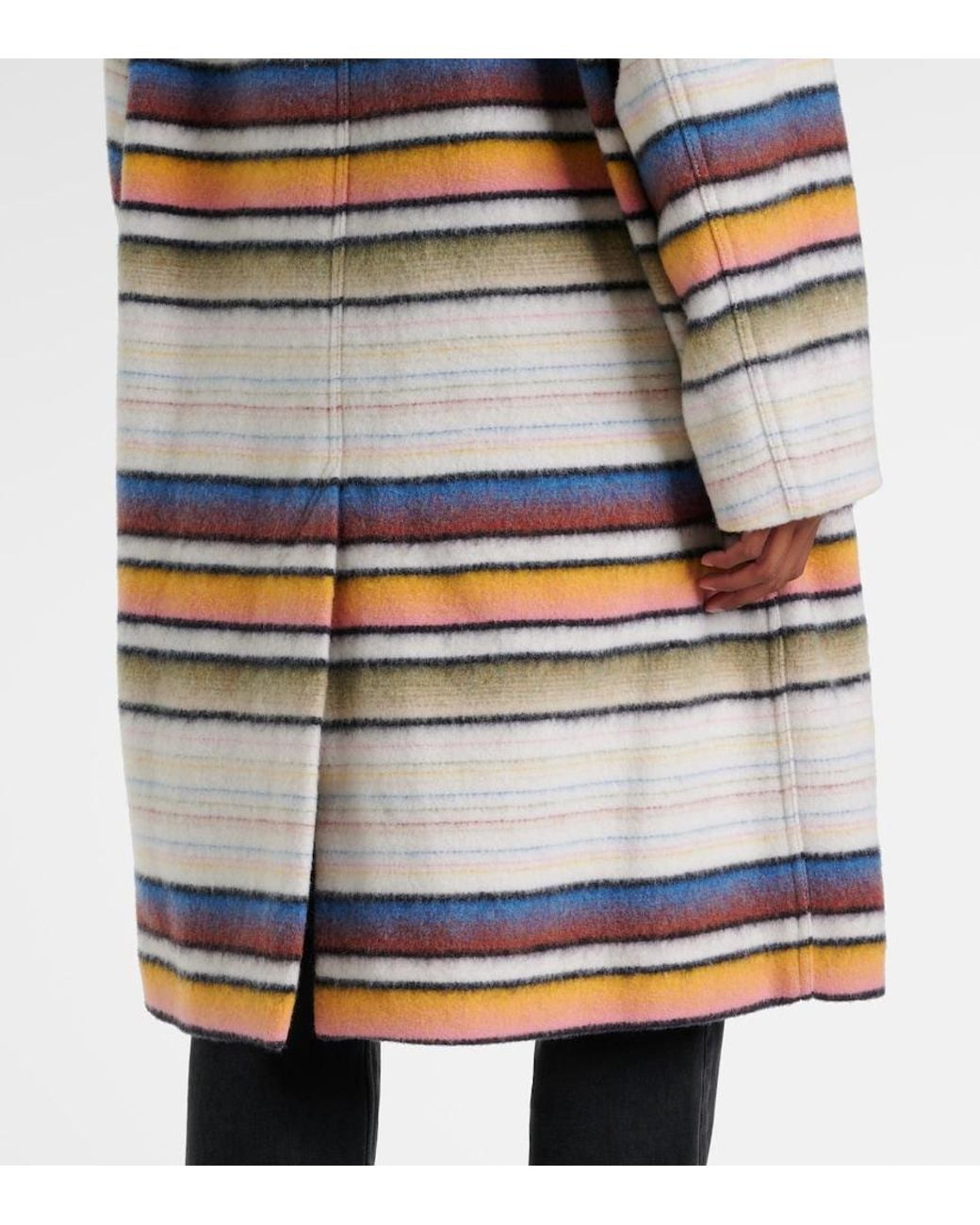 Isabel Marant Multicolor Striped Wool-Blend Coat