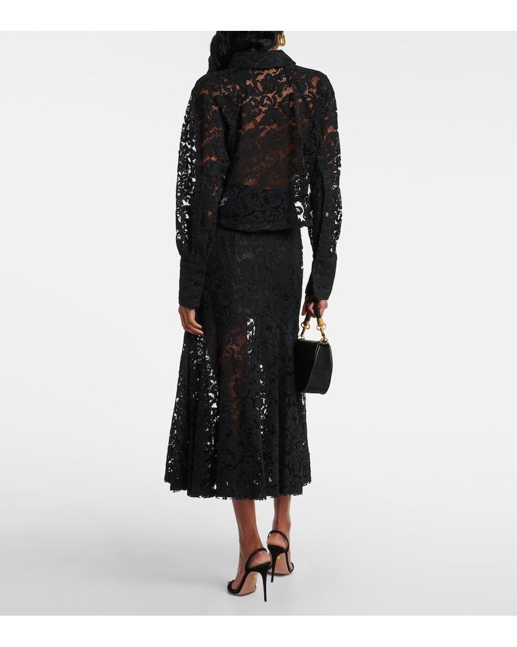 Patou Black Cropped Lace Blouse