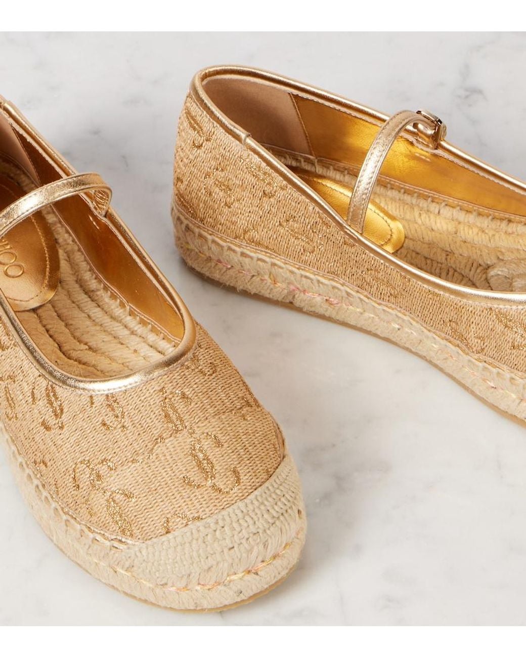 Jimmy Choo Natural Aciel Leather-Trimmed Espadrilles