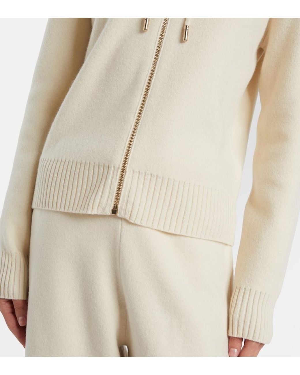 Moncler Natural Hooded Wool And Cashmere Zip-Up Cardigan