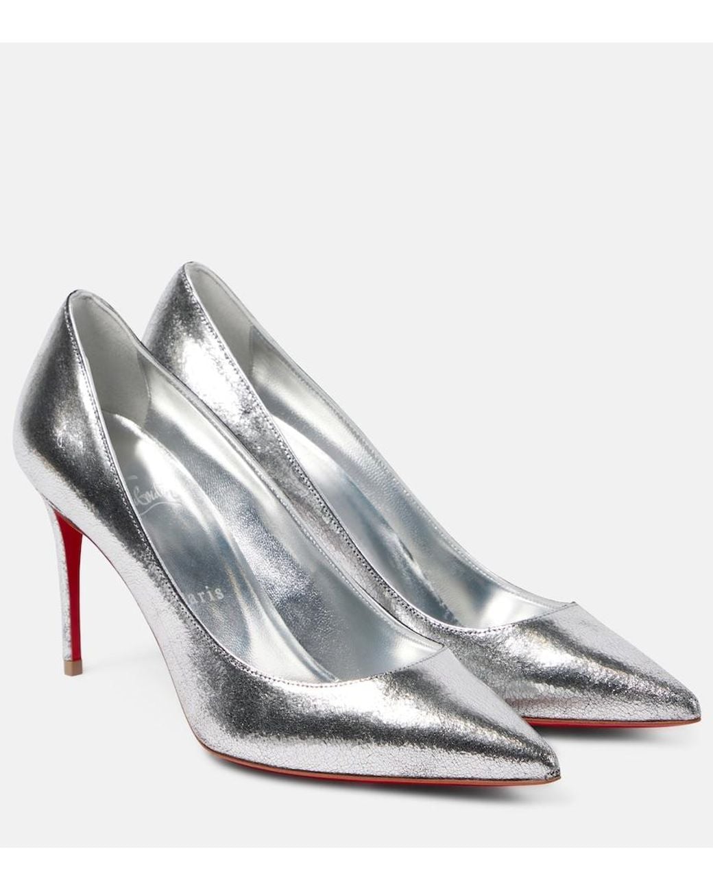Christian Louboutin Kate 85 Metallic Leather Pumps