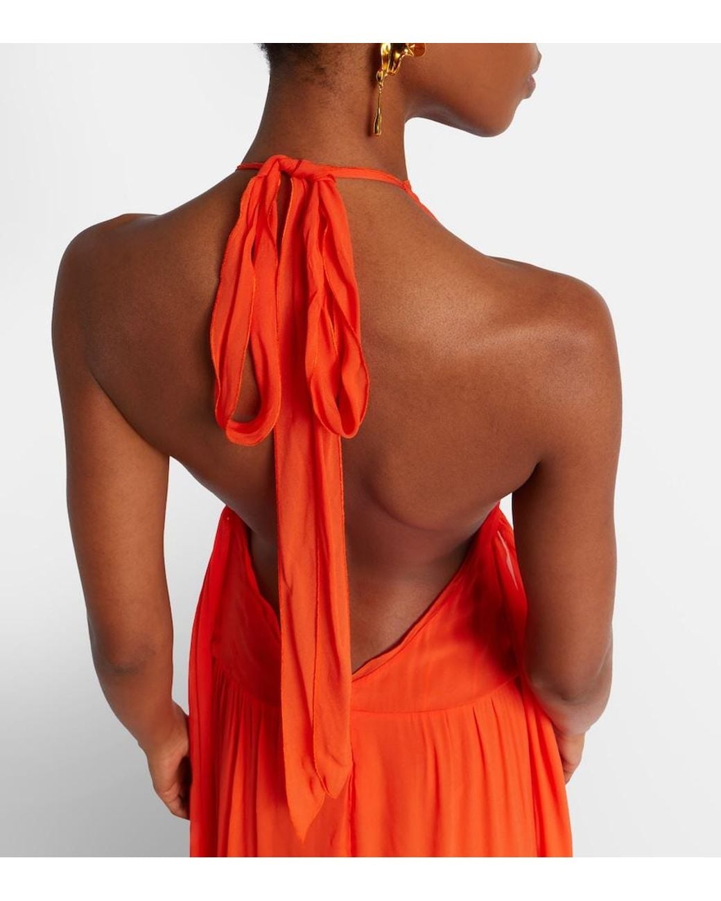 Blumarine Red Ruffled Georgette Gown
