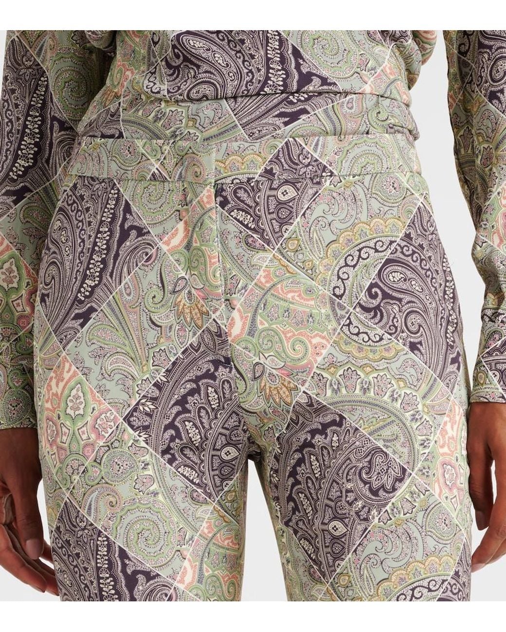 Etro Gray Paisley High-Rise Flared Pants