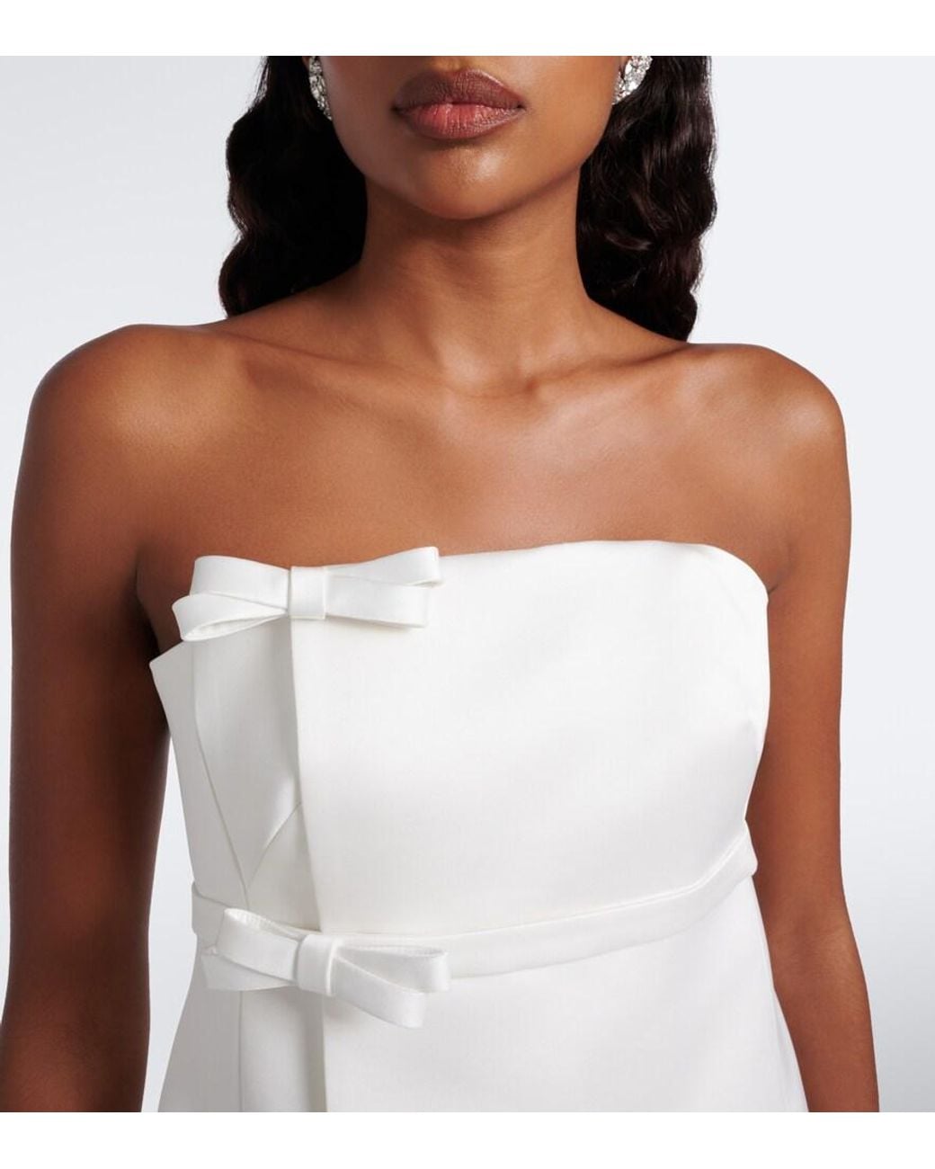 Safiyaa White Bridal Leera Bow-Detail Crepe Minidress