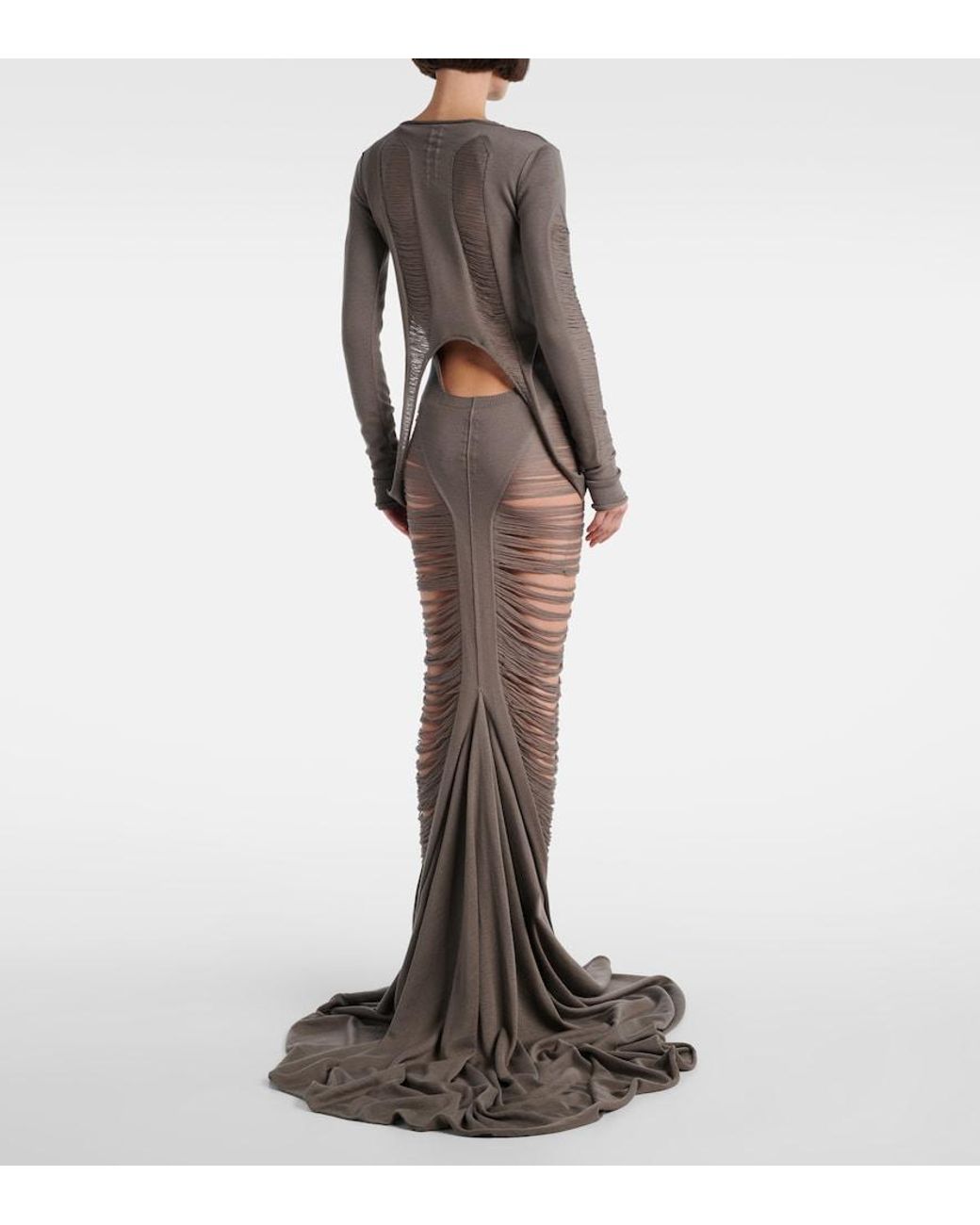 Rick Owens Gray Distressed Wool Top
