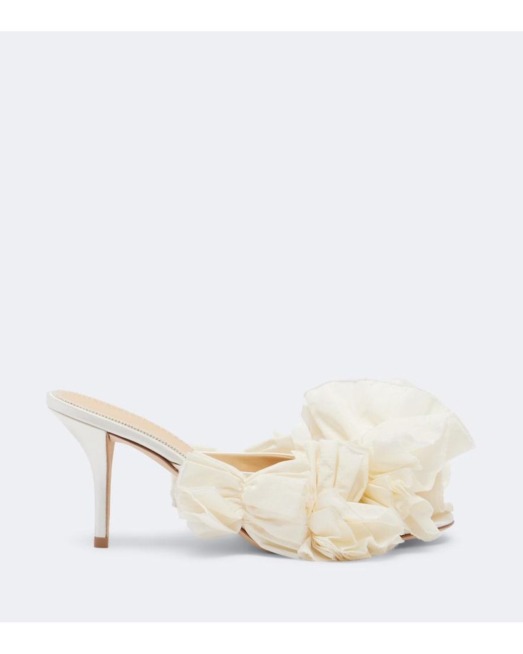 Magda Butrym Natural Floral-Applique Satin Mules