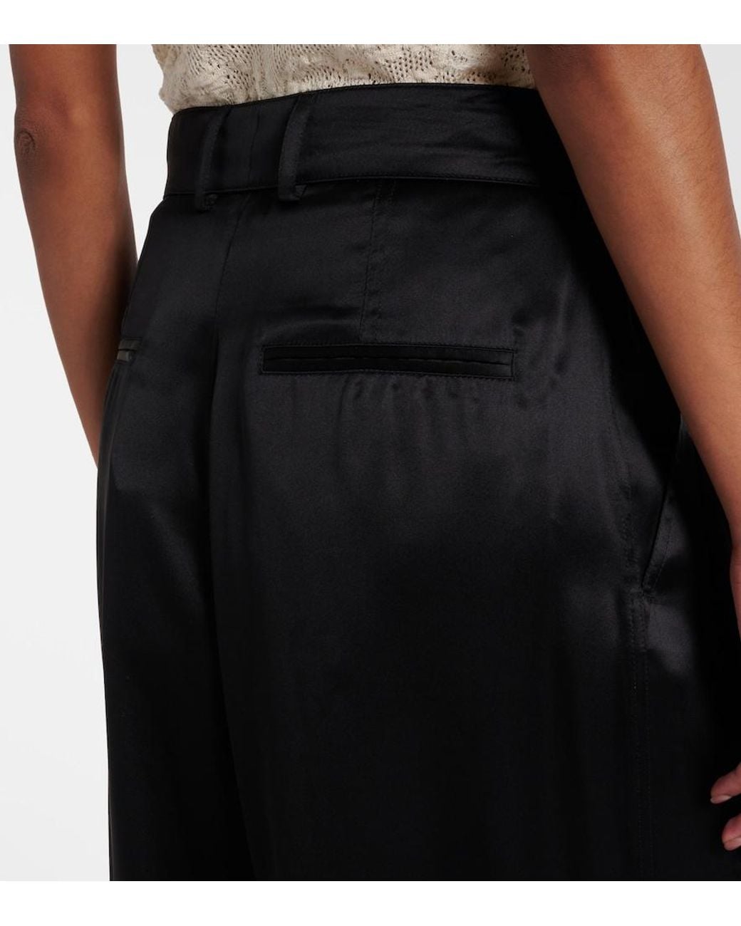 Chloé Black High-Rise Silk Satin Cargo Pants