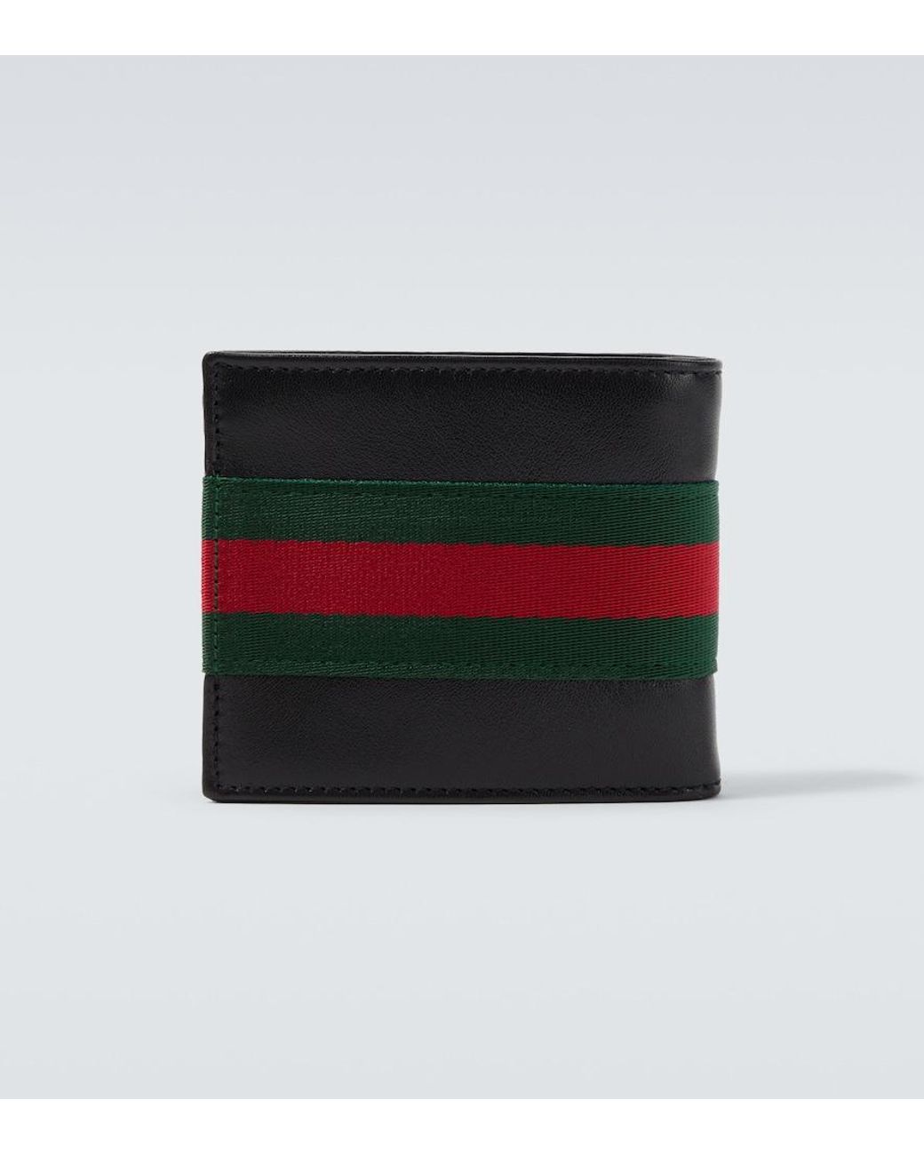 Gucci Red Web Trademark Leather Bifold Wallet for men