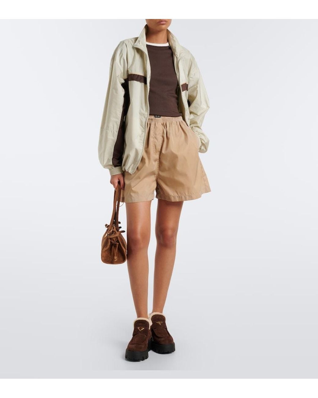Prada Brown Shearling-Lined Suede Ankle Boots
