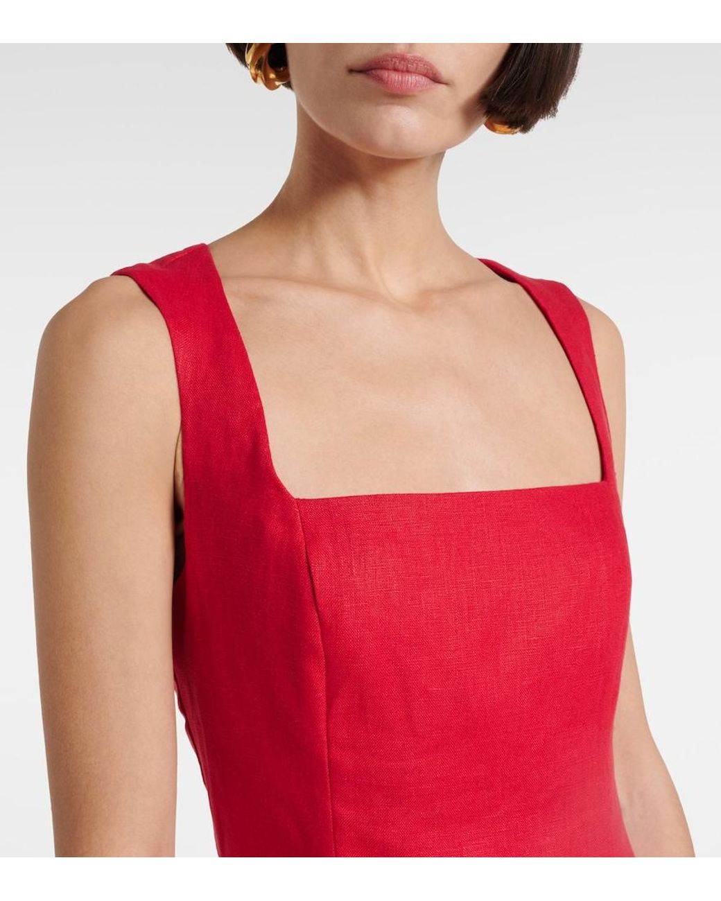 Faithfull The Brand Red Felice Linen Maxi Dress