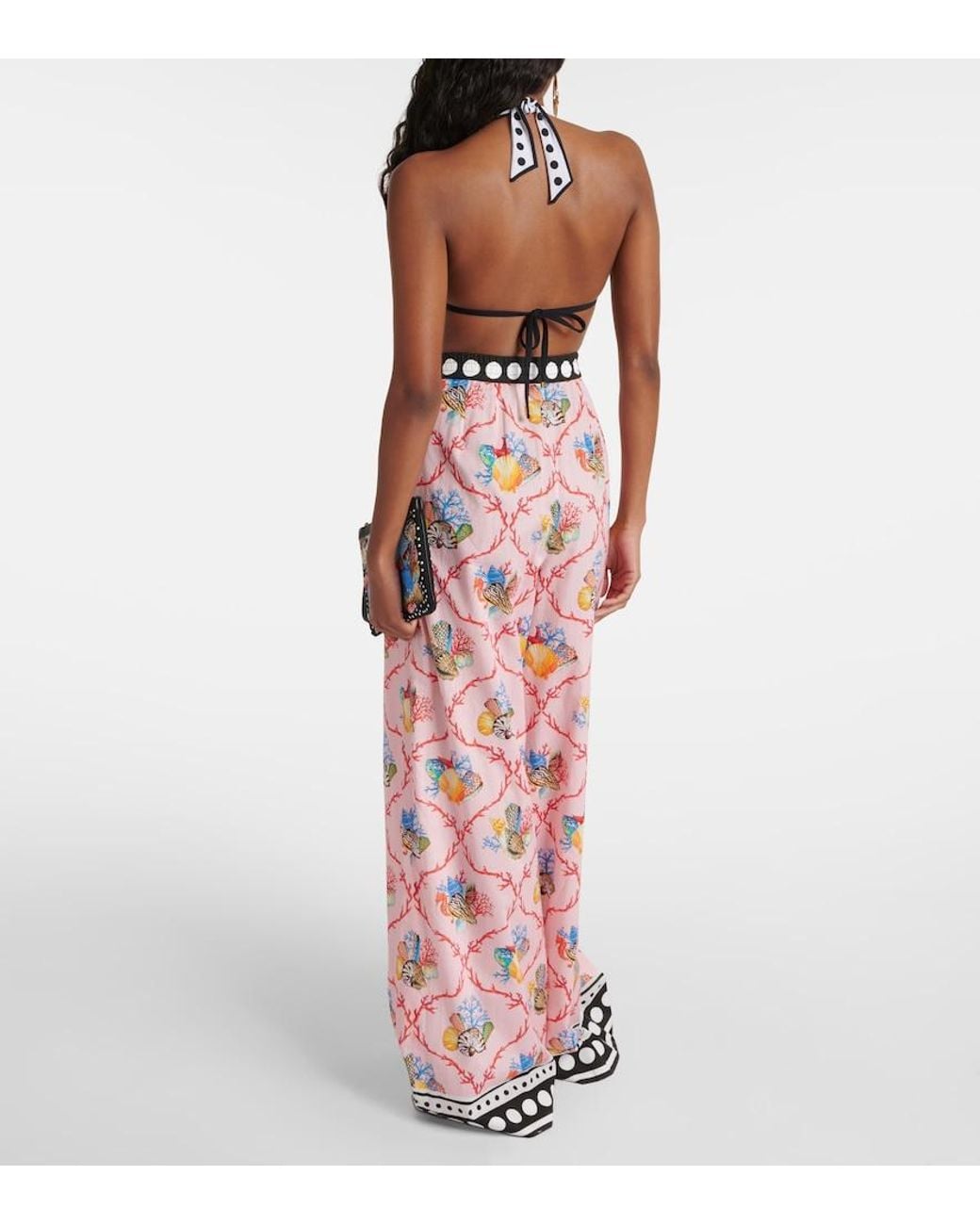 Dolce & Gabbana Pink Capri Printed Cotton Palazzo Pants