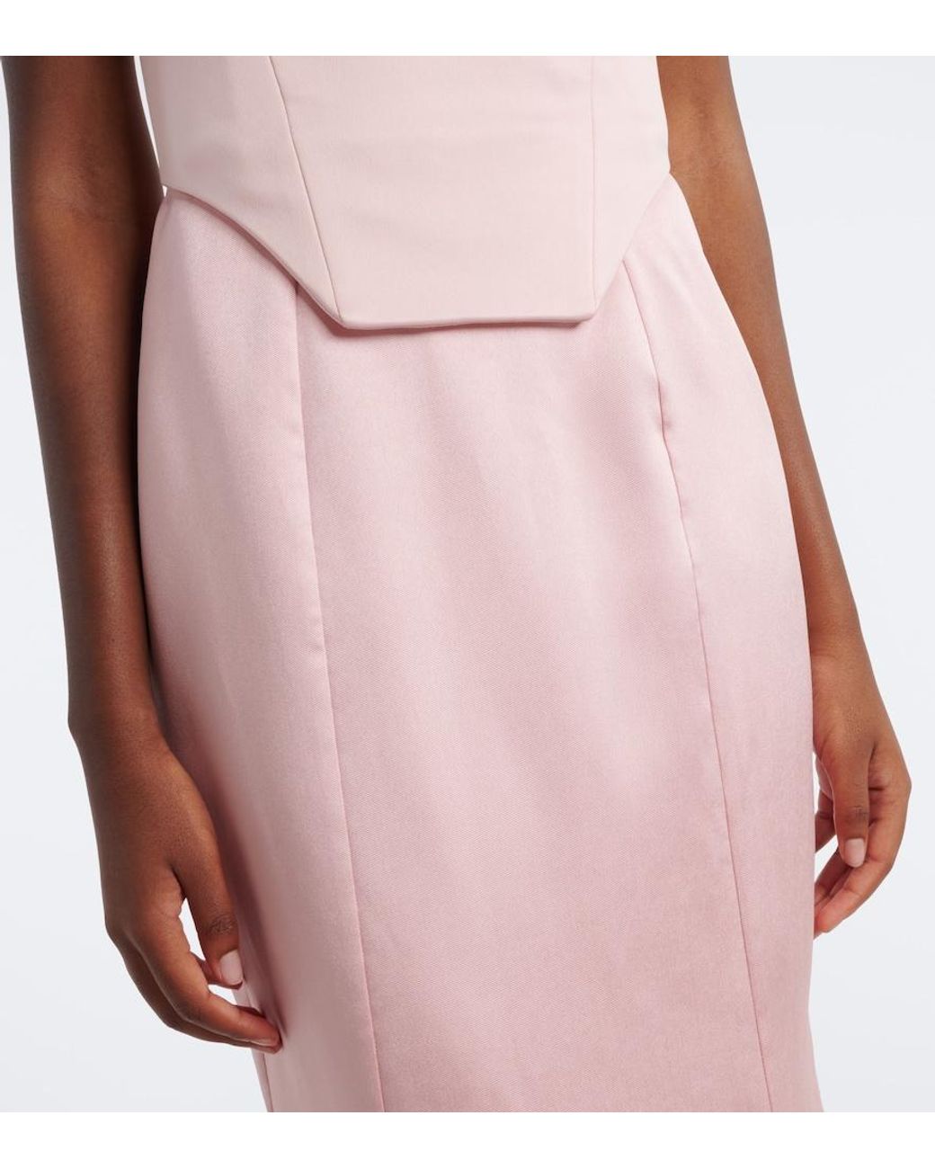 Solace London Pink Alta Off-Shoulder Bustier Gown