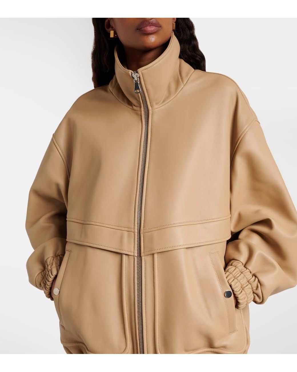 Nour Hammour Natural Beck Leather Bomber Jacket