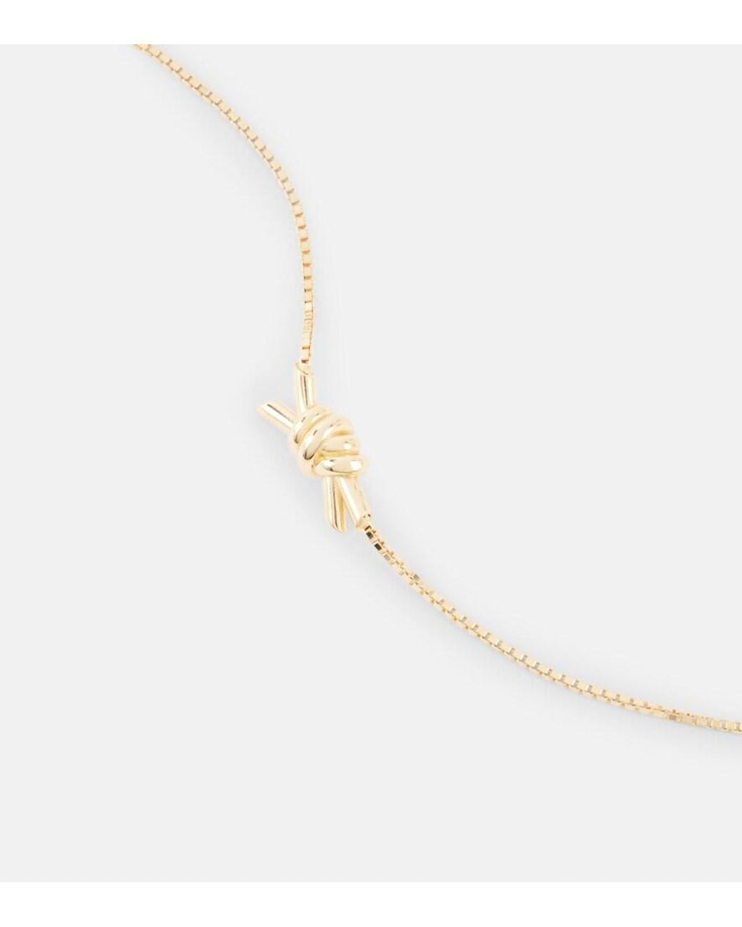 Bottega Veneta White Knot 18Kt-Plated Sterling Necklace