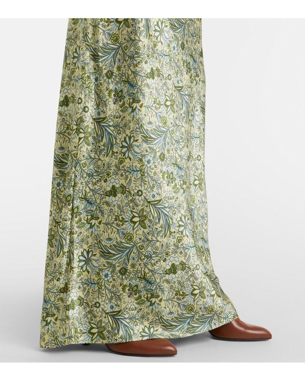 Veronica Beard Green Gemma Printed Silk-Blend Maxi Dress