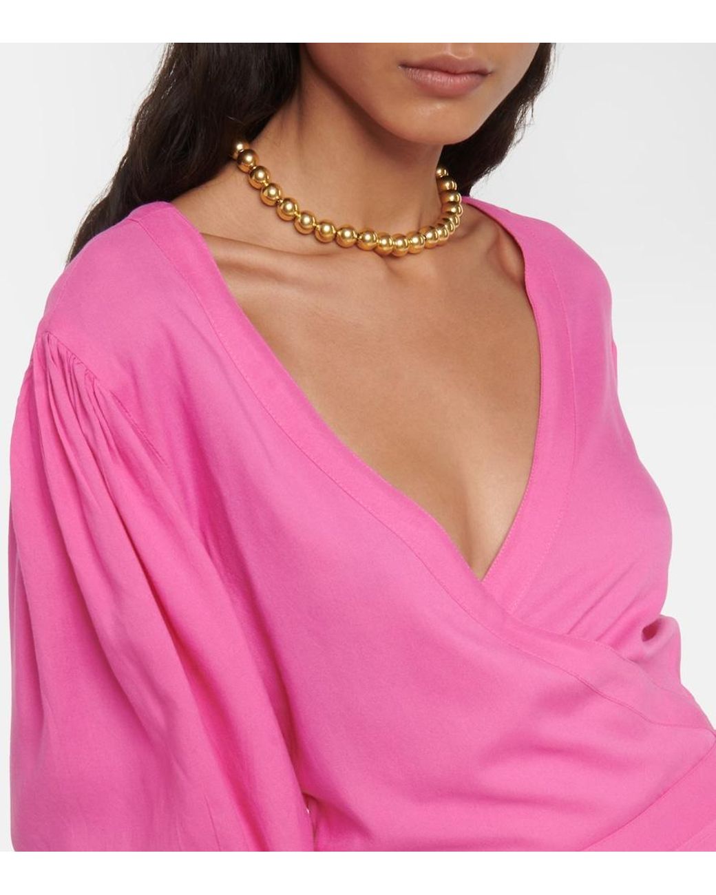 Melissa Odabash Pink Tabitha Cotton Wrap Minidress