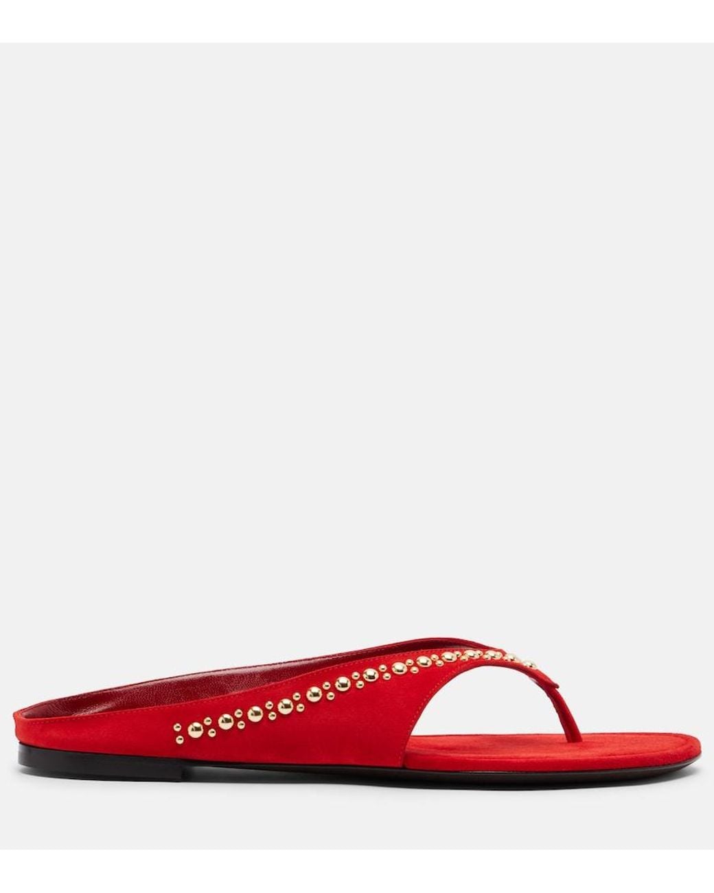 Herbert Levine Red Sunkissed Studded Suede Thong Sandals