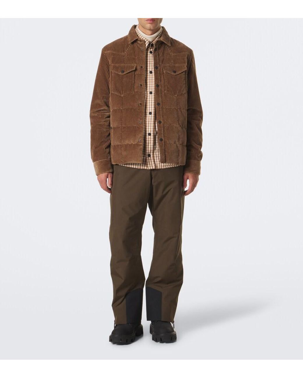 Moncler Brown Check Cotton-Blend Twill Shirt for men