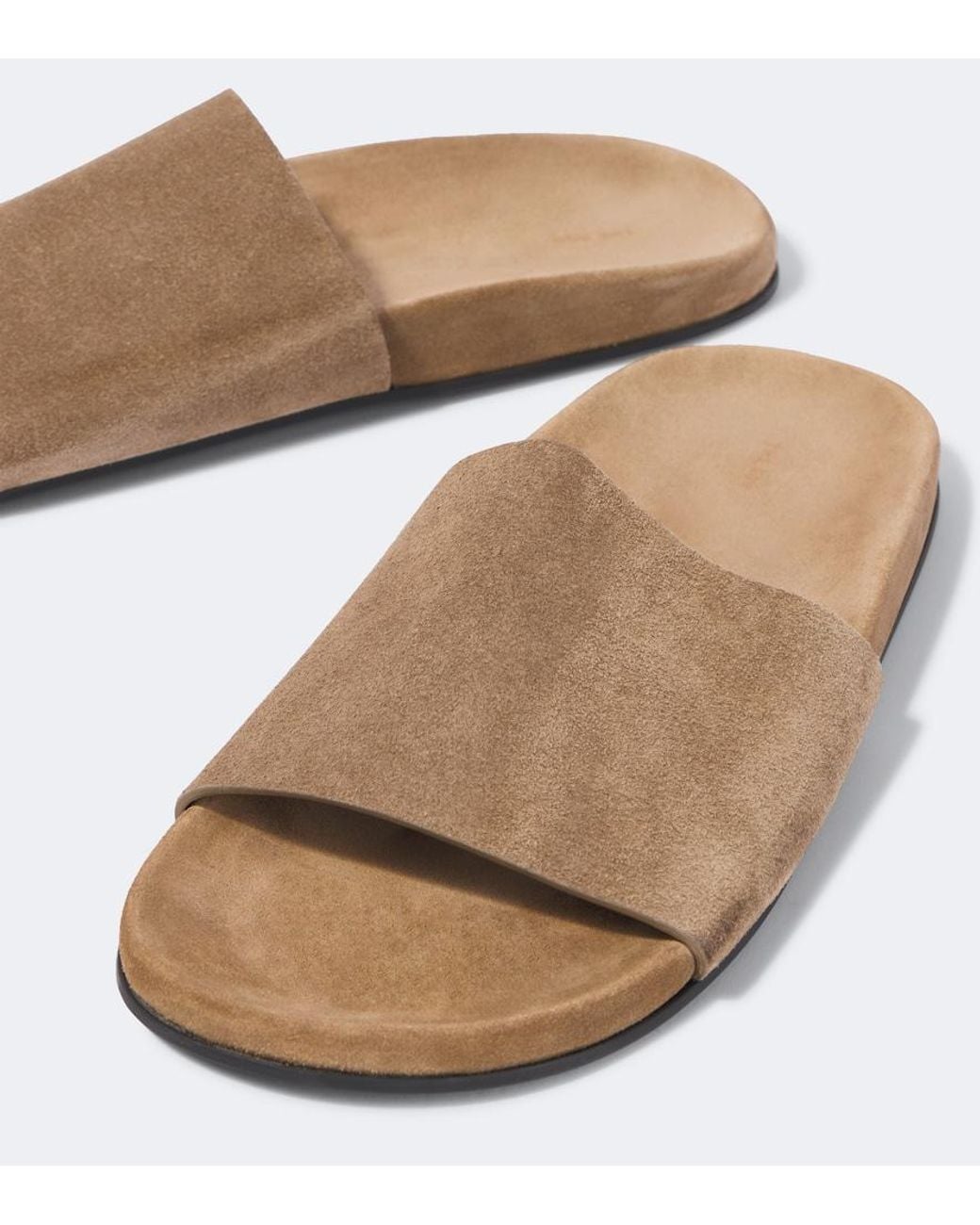 The Row White Hugh Suede Slides for men