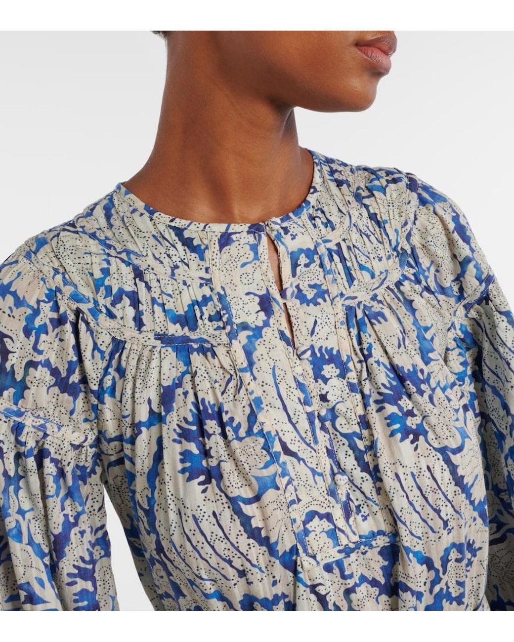 Ulla Johnson Blue Seraphina Printed Cotton-Blend Midi Dress