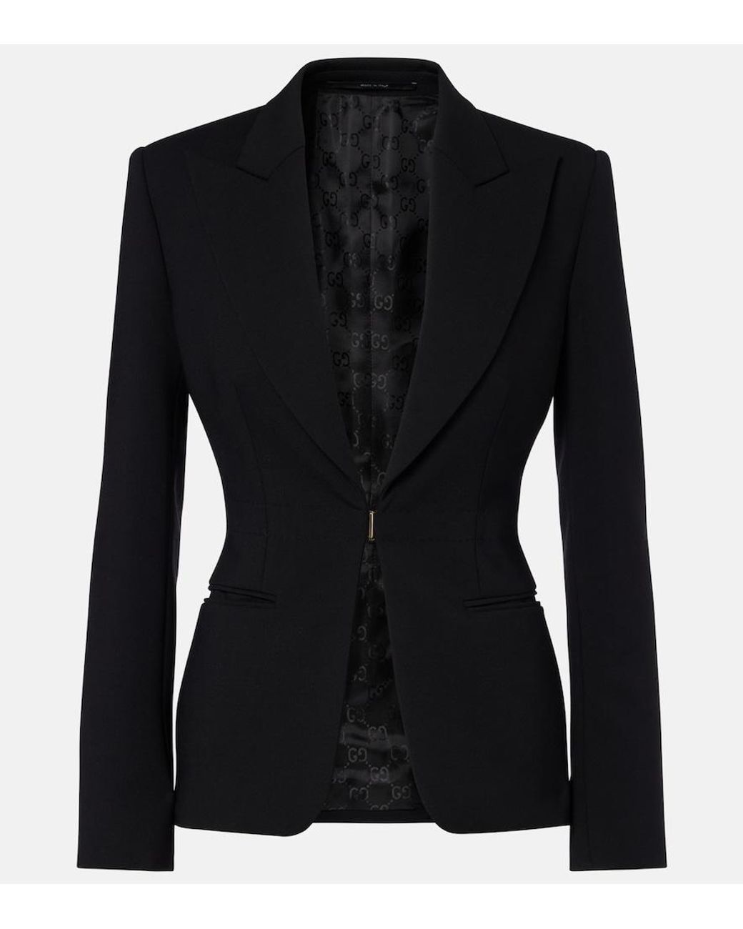 Gucci Black Wool-Blend Blazer