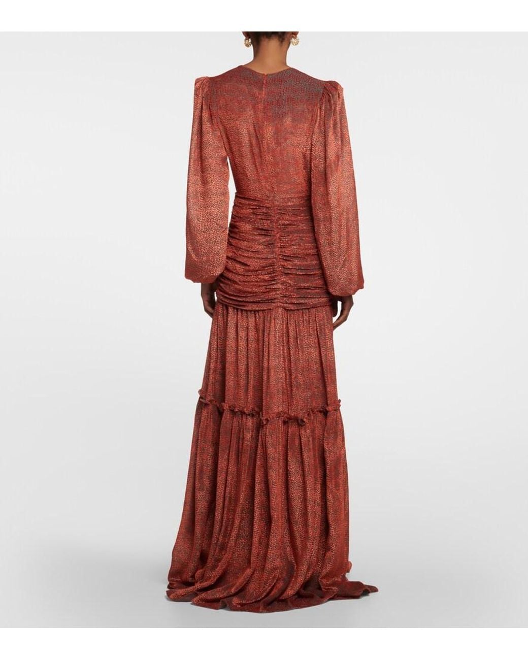 Costarellos Brown Sabrina Ruched Devoré-velvet Gown