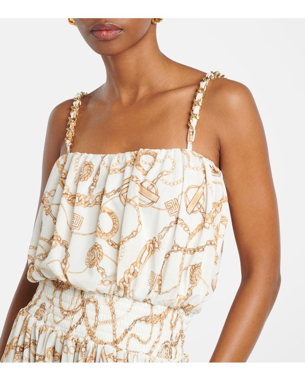 Balmain Natural Chain Printed Jumpsuit