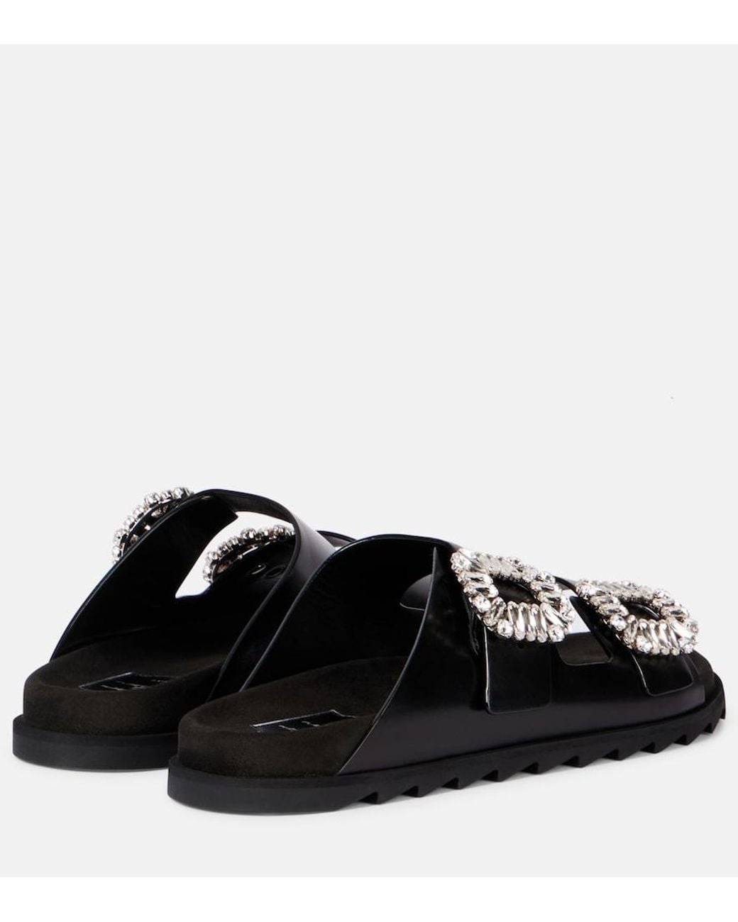 Roger Vivier Black Slidy Viv' Leather Sandals