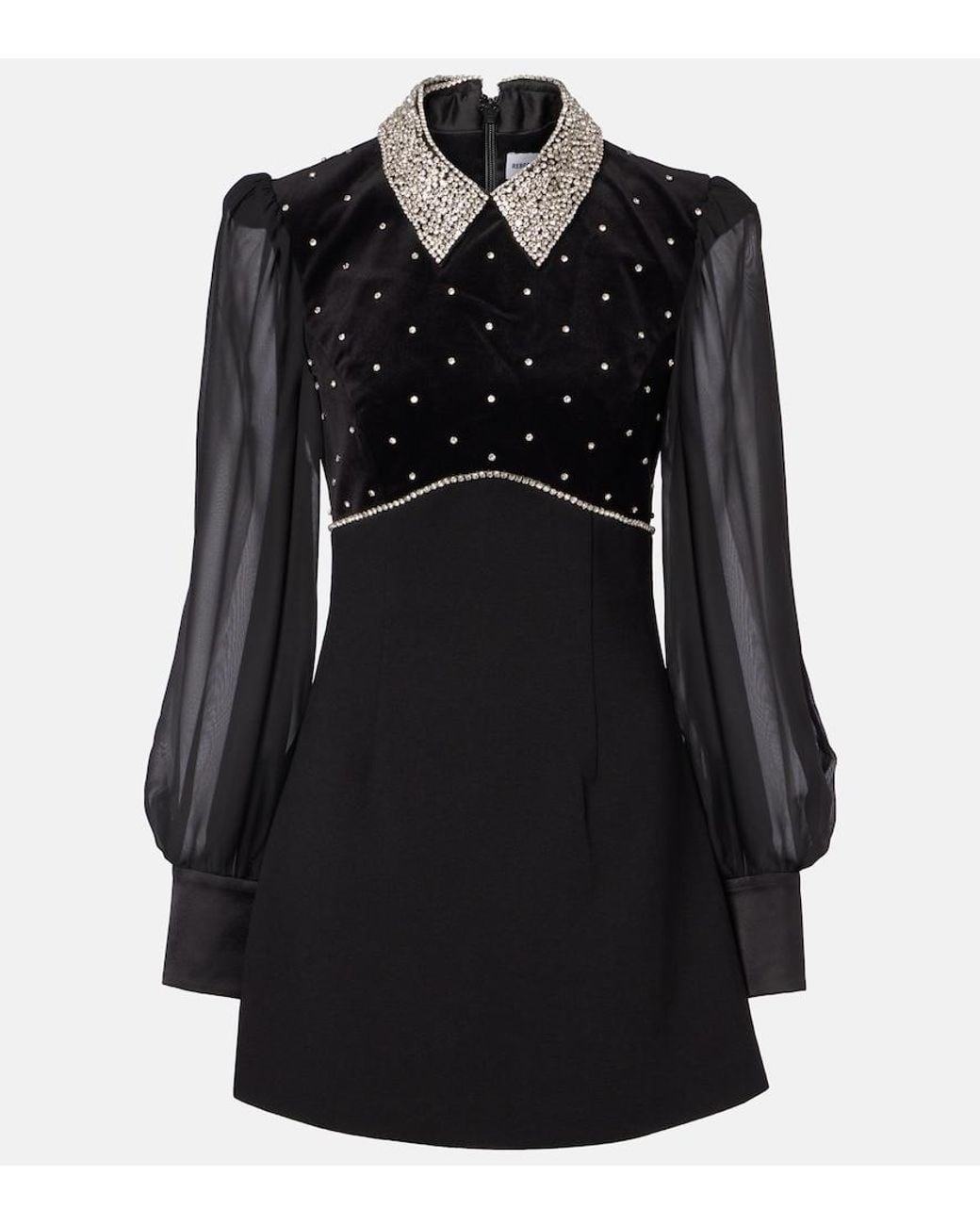 Rebecca Vallance Black Crystal-Embellished Minidress
