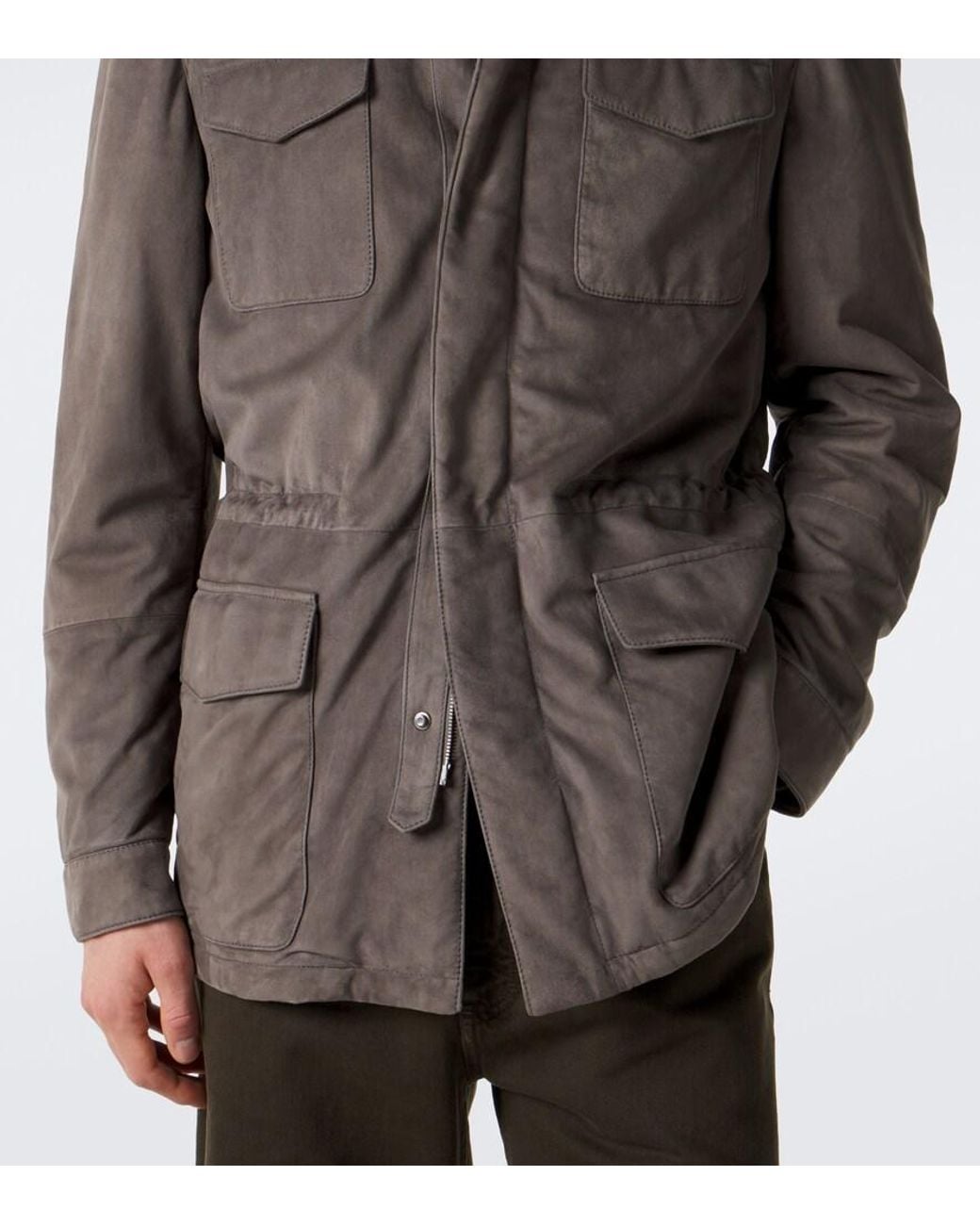 Thom Sweeney Brown Suede Field Jacket for men
