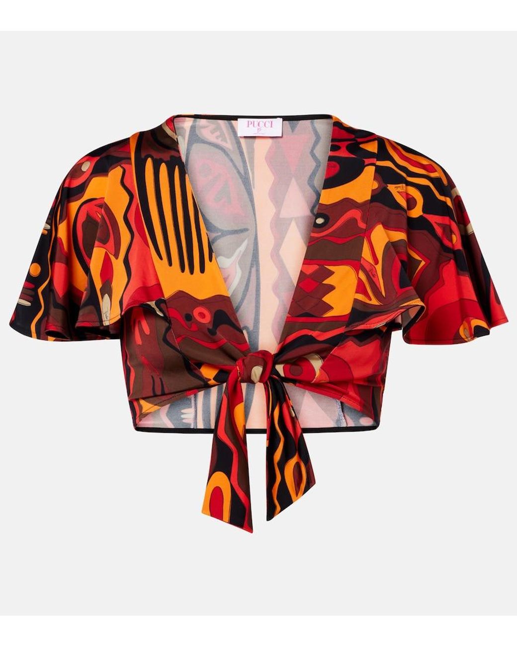 Emilio Pucci Red Kwango Jersey Satin Crop Top