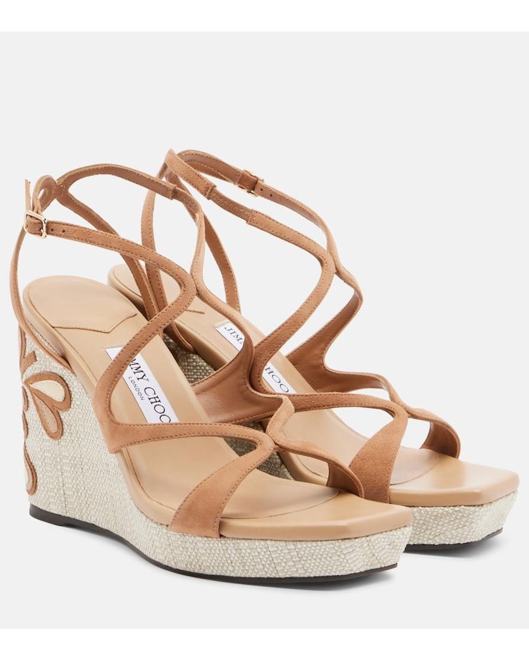 Jimmy Choo Metallic Ayla Leather Espadrille Wedges
